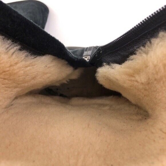 UGG Sumner Black Leather Sheepskin Winter Boots 9 - Picture 9 of 13